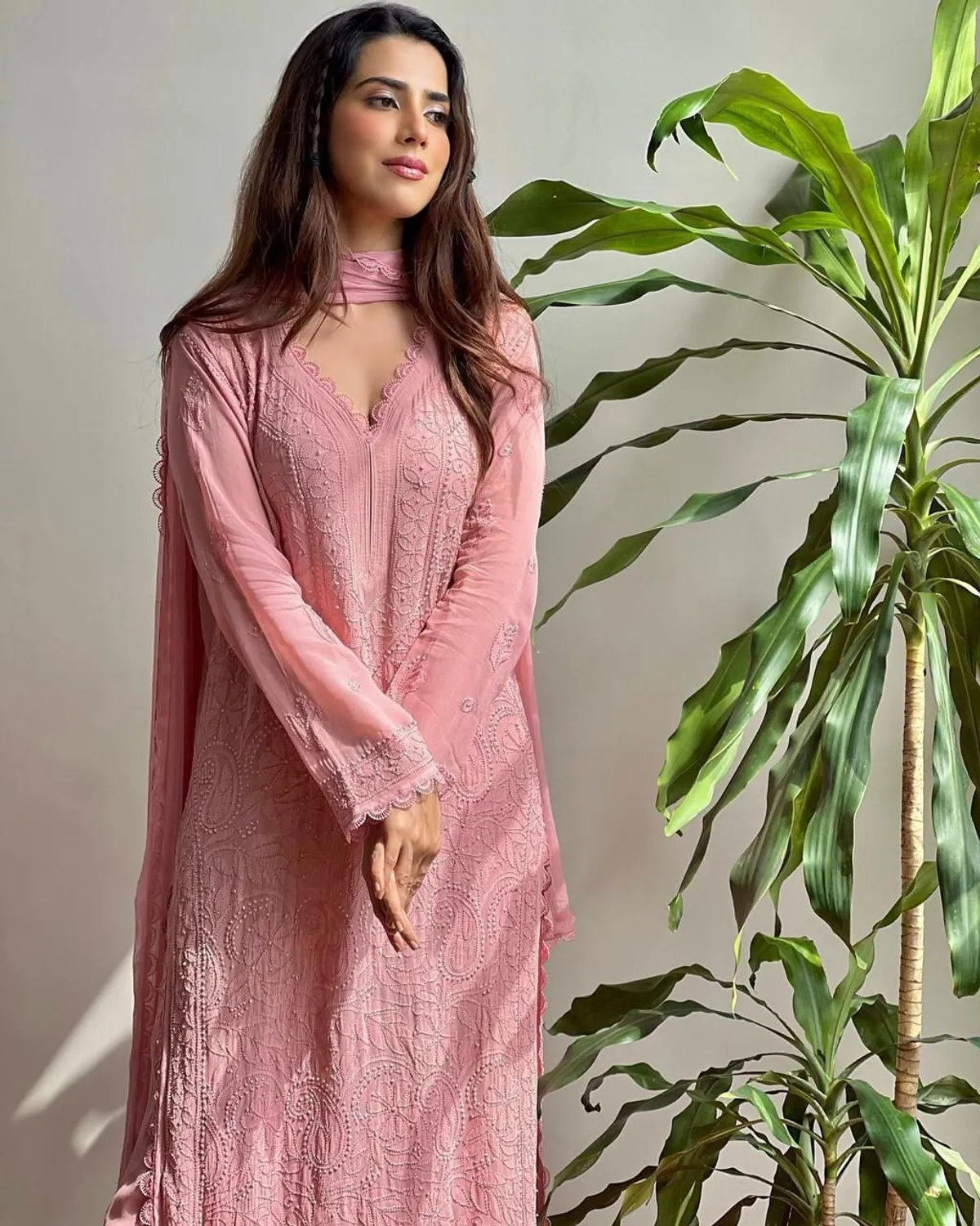 Straight Fit Chikankari Kurta Set with Dupatta