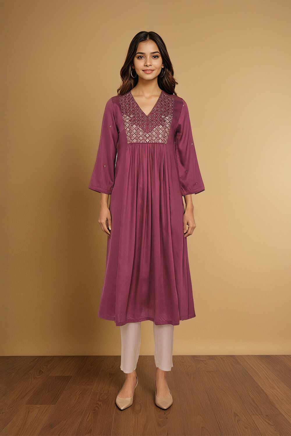 Violet Embroidery Modal Kurta